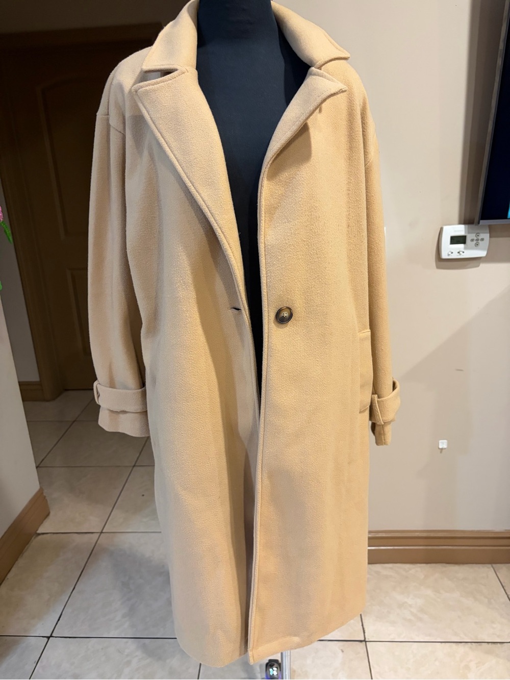 Haute Monde Beige Single-Button Trench Coat